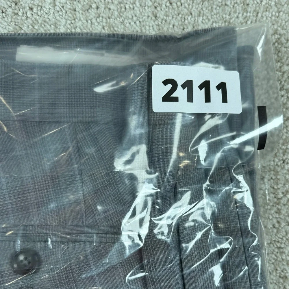 NEW Calvin Klein Mens 34x32 Grey Plaid X Slim Fit Wool Blend Dress Pants